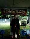 Christopher with the banners, in the darkness, post-early-setup