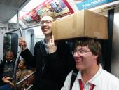 Tim and Christopher carrying part of our display home on Sunday night.