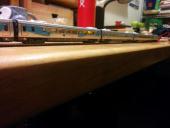 A final view with interior lighting, with the cafe car in the foreground.