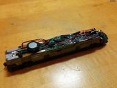 Top-rear view of all electronics including encoder, speaker, and LED leads
